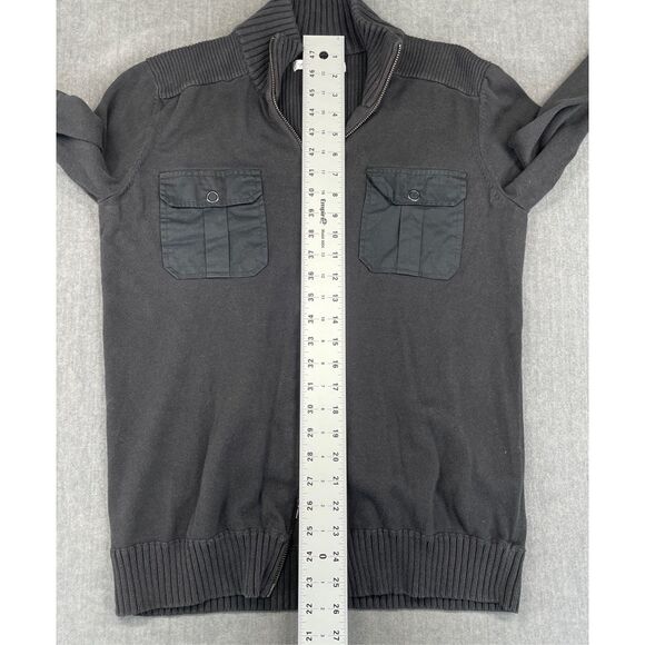 Kenneth Cole Sweater Men M Black Full Zip Rib Knit Military Style Casual Capsule - Picture 8 of 10